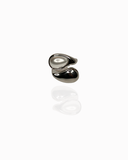 Bague Rosée – Acier inoxydable argenté, cabochon nacré, ajustable