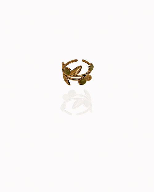 Bague Olivia – Branche d'Olivier Dorée en Acier Inoxydable
