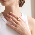 Bague Rosée, acier inoxydable, cabochon nacré, ajustable